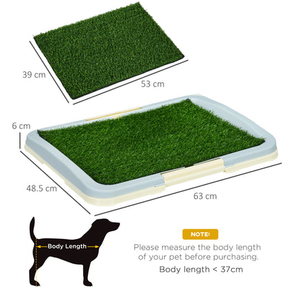 Indoor Puppy Training Toilet | Large | 3-Layer Design | Artificial Grass Pad | Grid Panel & Tray | Anti-Slip Pads | Portable | Suits Dogs Up to 37cm Body Length | 63x48.5x6cm | Green