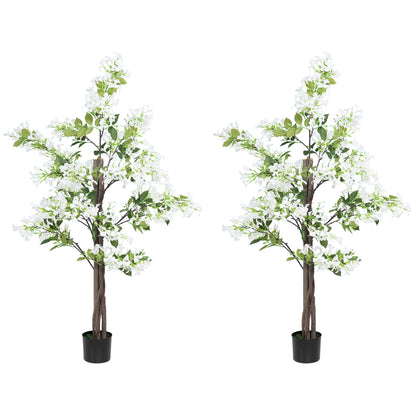 Artificial Plants Honeysuckle Flower in Pot Fake Plants with Curved Boots for Indoor Outdoor 15x15x150cm Set of 2 White