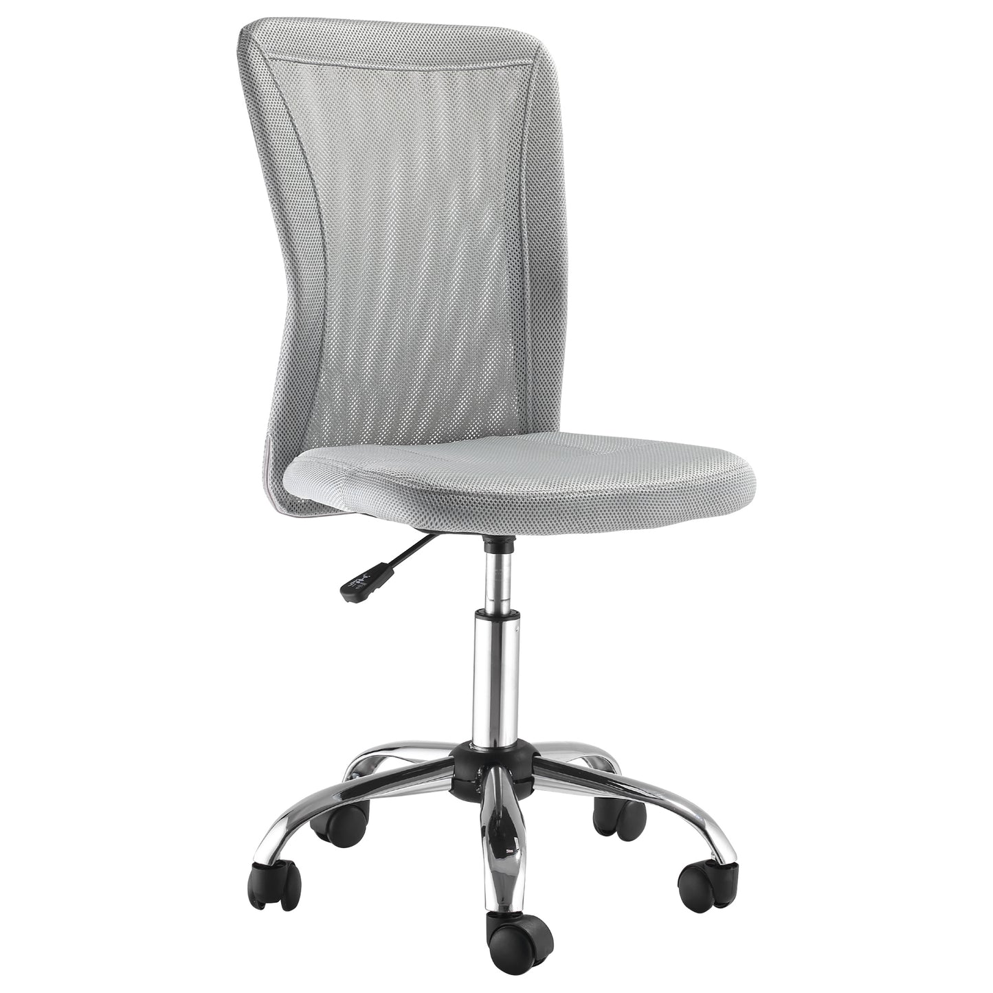 Armless Mesh Office Chair | 360° Swivel | Adjustable Height 46-56cm | Curved Mesh Back | Thick Sponge Seat | 120kg | Compact Space Saving | Grey