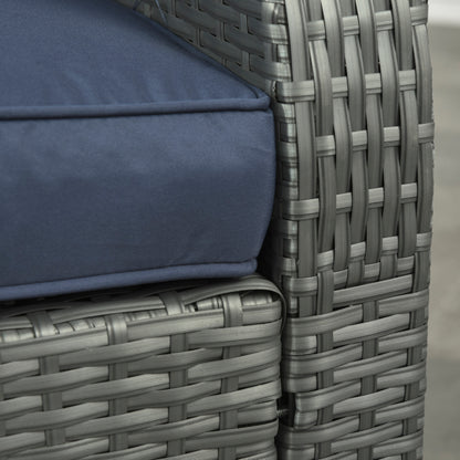 Outsunny 6 Piece Outdoor Rattan Wicker Furniture Set with 3-Seat Sofa, 2 Single Sofas, 2 Footstools and Coffee Table