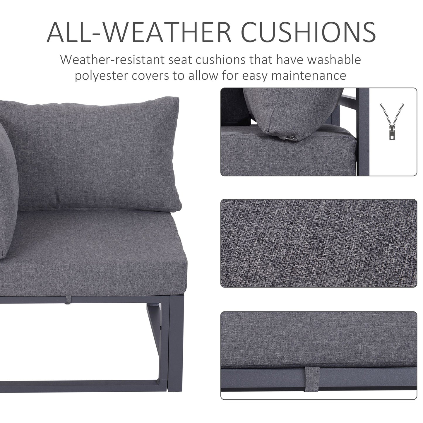 Outsunny 6 Piece Outdoor Sectional Sofa Set Conversation Aluminium Frame w/ Cushion