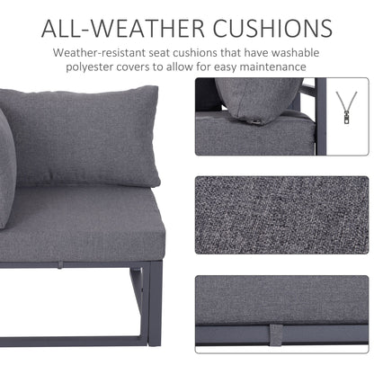 Outsunny 6 Piece Outdoor Sectional Sofa Set Conversation Aluminium Frame w/ Cushion