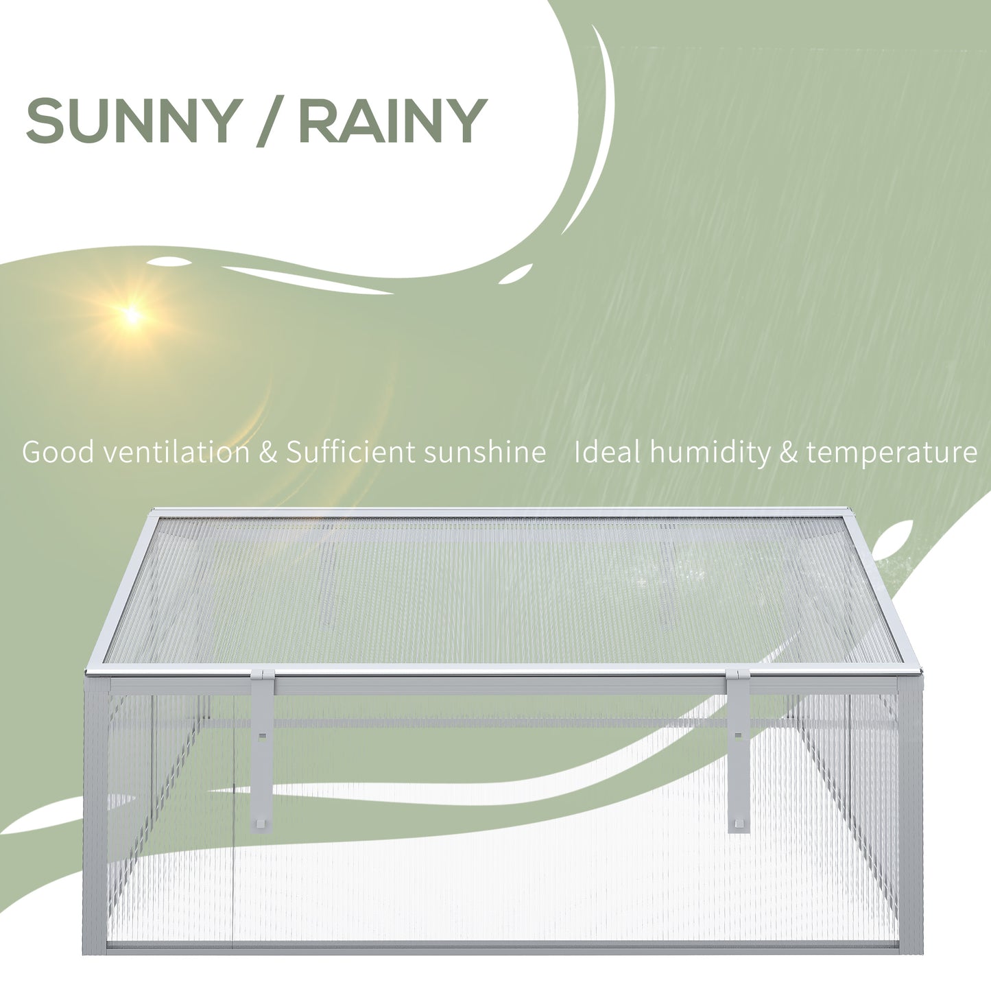 Outsunny Outdoor 2 Level Adjustable Roof Cold Frame Greenhouse with Aluminium Frame