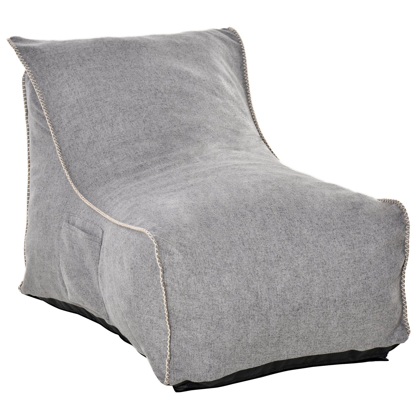 Bean Bag Chair, Large Foam Stuffed lounger Indoor Furniture with Washable Cover, Side Pockets and Backrest, Dark Grey