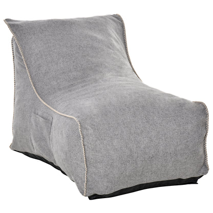 Bean Bag Chair, Large Foam Stuffed lounger Indoor Furniture with Washable Cover, Side Pockets and Backrest, Dark Grey