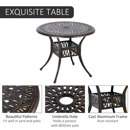 Outsunny 5-Piece Outdoor Furniture Dining Set, Cast Aluminum Conversation Set Includes 4 Chairs, 1 Round Table with Umbrella Hole for Patio Garden