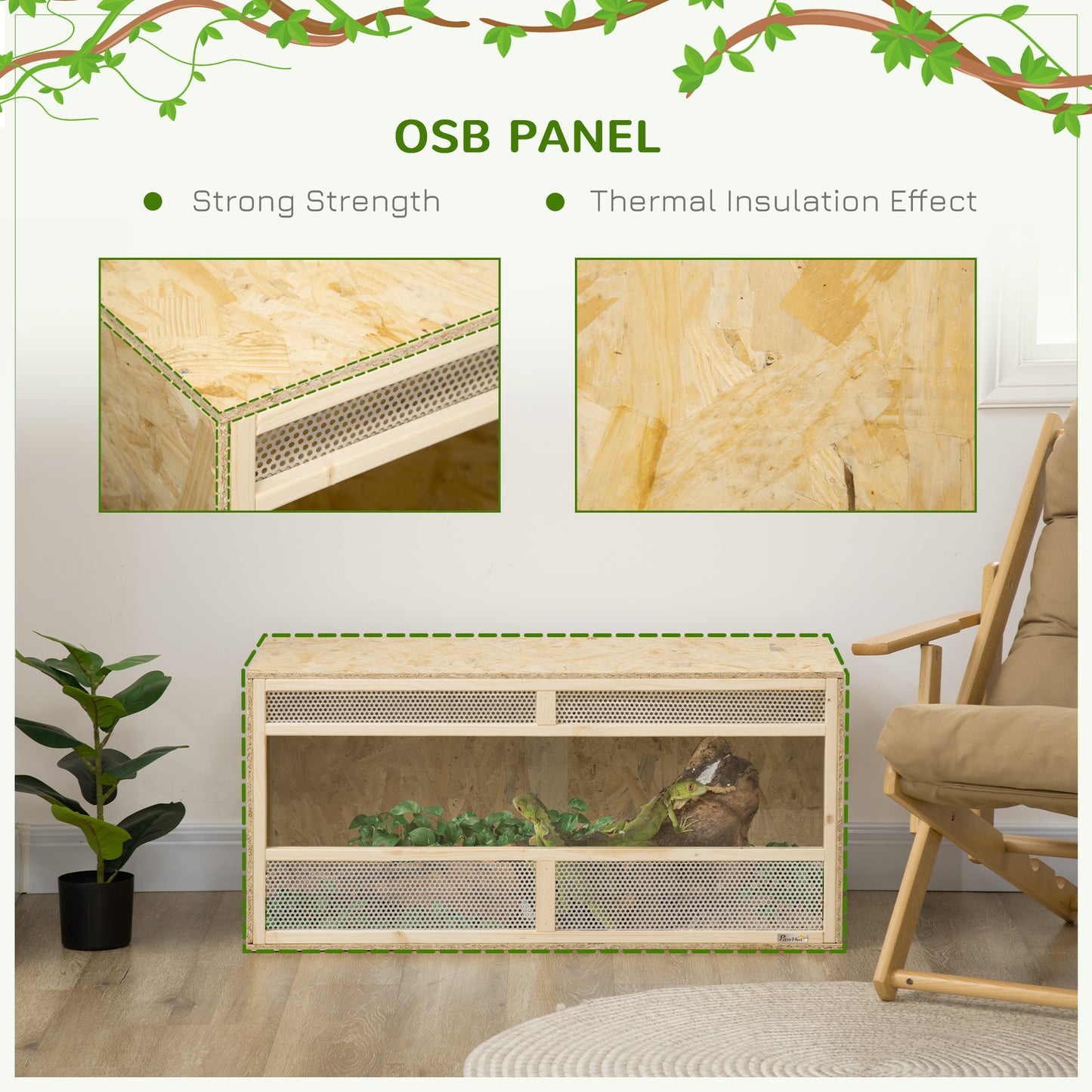 Reptile Terrarium Vivarium, Climbing Pet Containers, Reptile Habitat, with Sliding Doors, Breathable Mesh for Lizards Horned Frogs