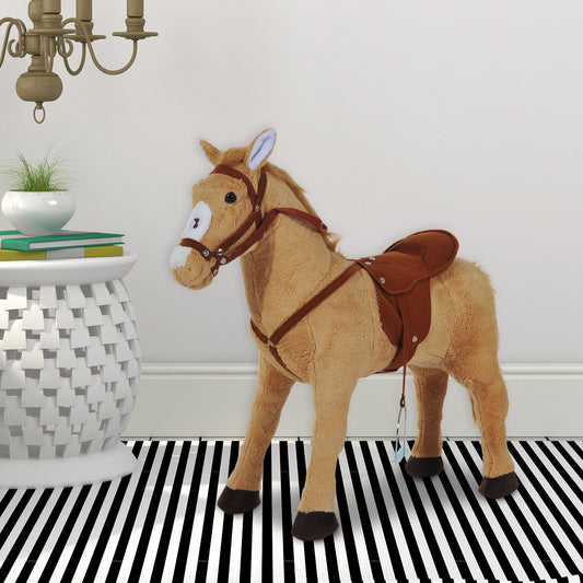 Childrens Plush Rocking Pony With Sound - Beige