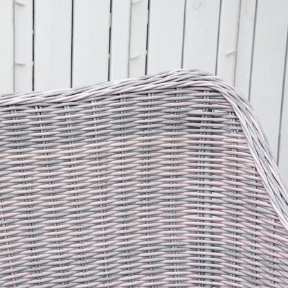 Outsunny 7 Piece Outdoor PE Rattan Dining Table Set, Patio Wicker Aluminium Chair Furniture w/ Tempered Glass Table Top, Grey