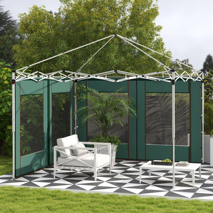 Outsunny Gazebo Side Panels, 2 Pack Sides Replacement, for 3x3(m) or 3x6m Pop Up Gazebo, with Doors and Windows, Green