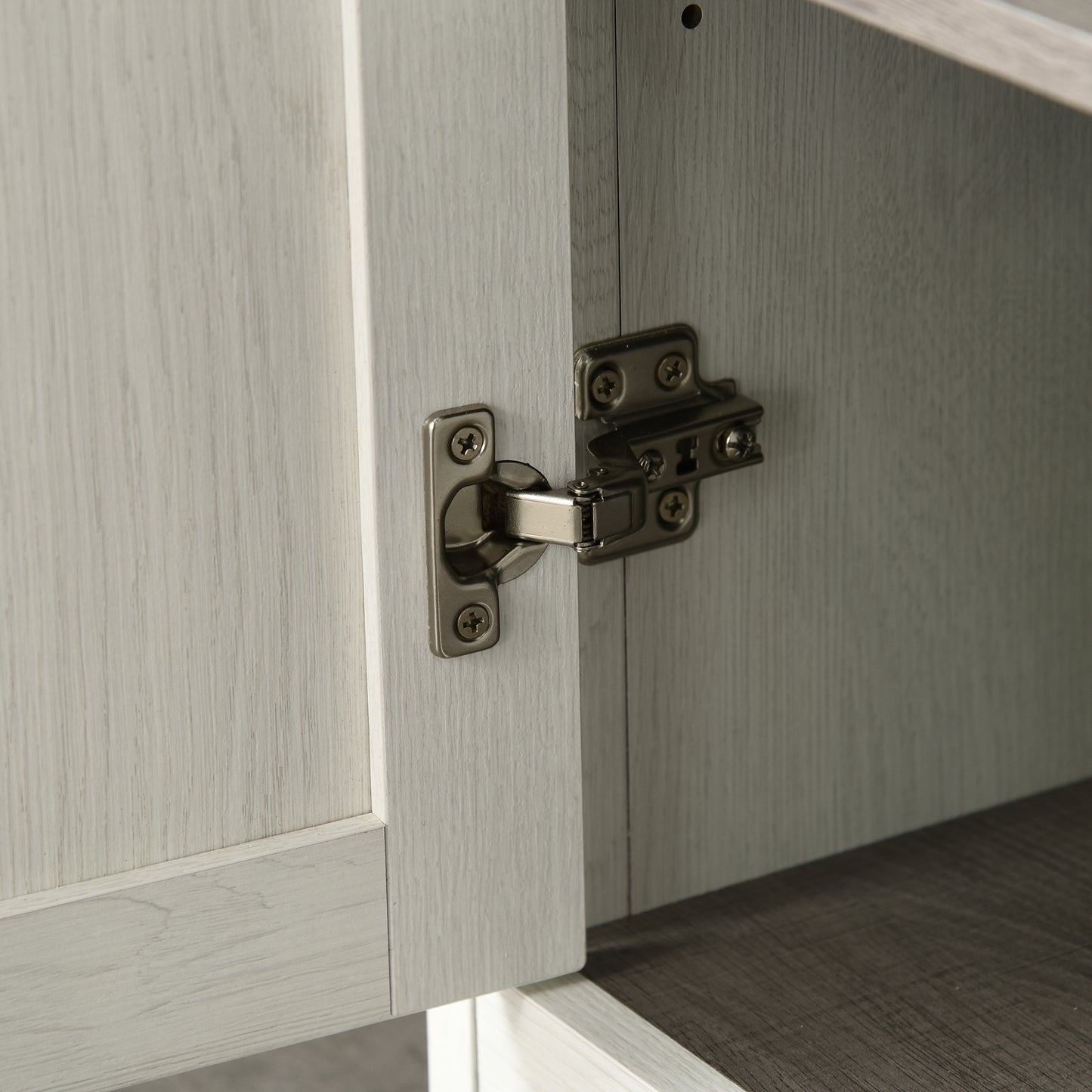 Kleankin Slimline Bathroom Storage , Freestanding Tower Cabinet with 3 Open Shelves and Adjustable Shelf, Antique White