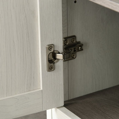 Kleankin Slimline Bathroom Storage , Freestanding Tower Cabinet with 3 Open Shelves and Adjustable Shelf, Antique White