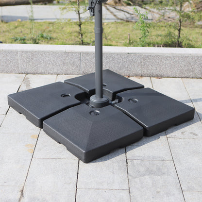 Outsunny 4 Pieces Portable Sand or Water Fillable Parasol Base Cross Stand Weights Square Holder Cantilever Garden (Pole&Cross Stand NOT INCLUDED)