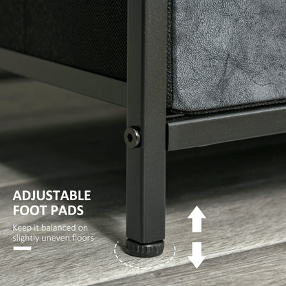 Chest of Drawer Fabric Dresser Storage Cabinet for Bedroom Night Stand with 6 Drawers Steel Frame Handles - Grey and Black