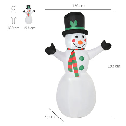 1.8m Inflatable Snowman Decoration, Polyester-White