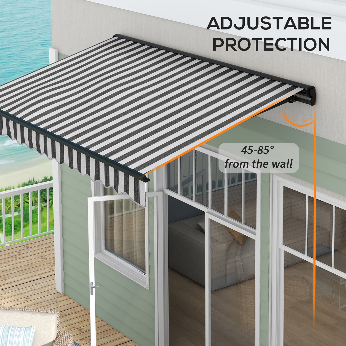 Outsunny 3 x 2m Aluminium Frame Electric Awning, Retractable Awning Sun Canopies For Patio Door Window