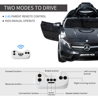 Children Ride On Car Mercedes Benz GLA Licensed 6V Battery Rechargeable Headlight Music Remote Control  High/Low Speed Toy Black