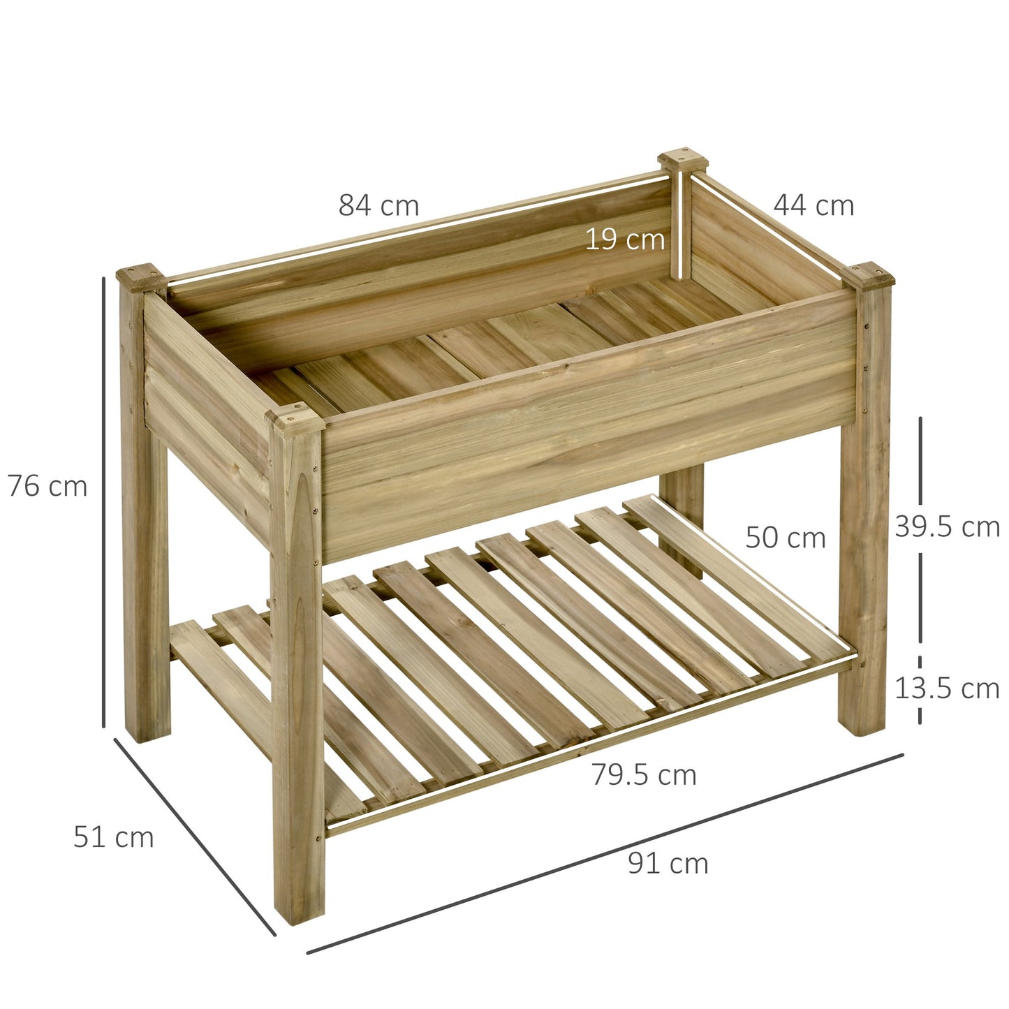 Garden Wooden Planters Raised Garden Bed with Legs and Storage Shelf, Gardening Standing Growing Bed Flower Boxes for Backyard, Balcony