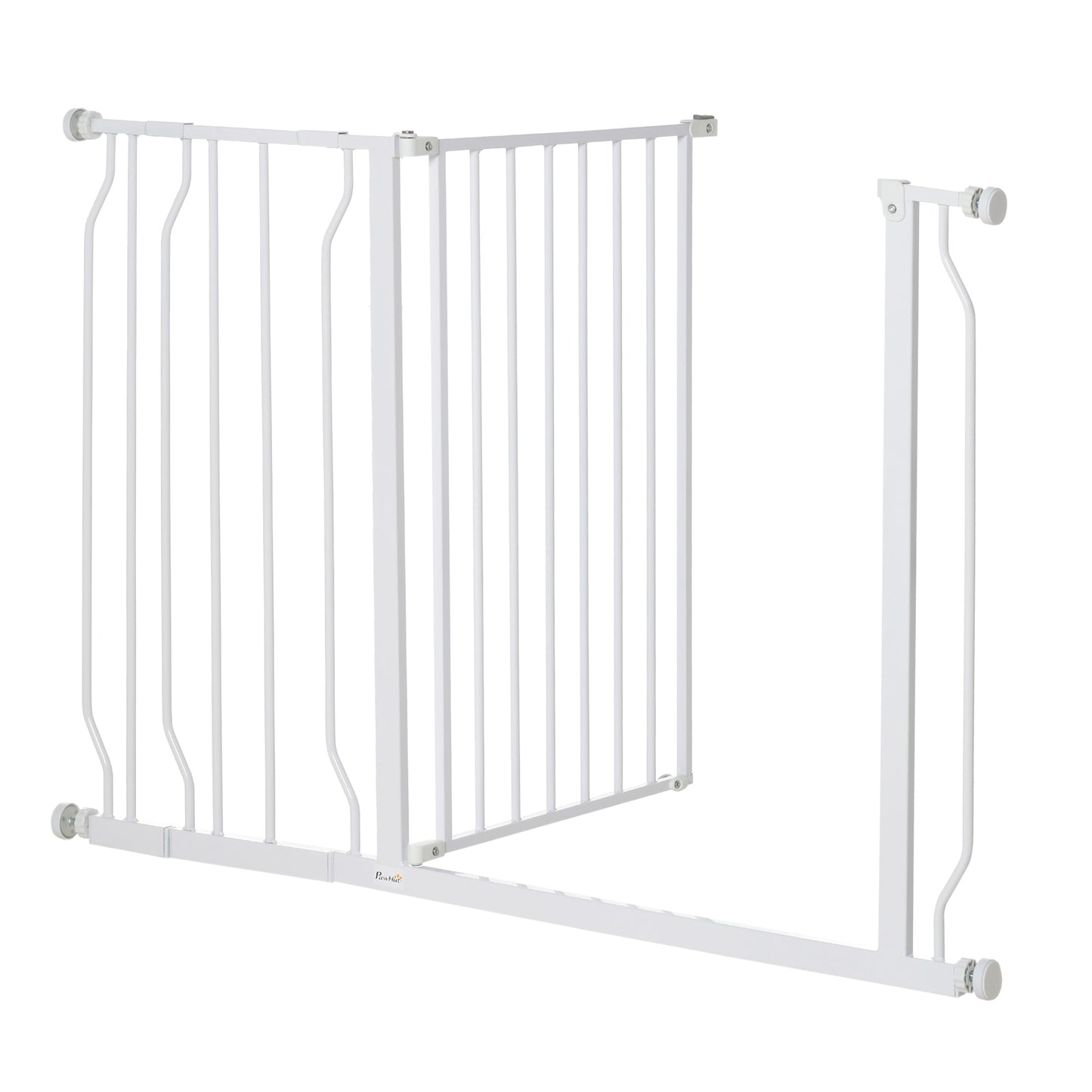 PawHut Wide Dog Safety Gate, with Door Pressure, for Doorways, Hallways, Staircases - White