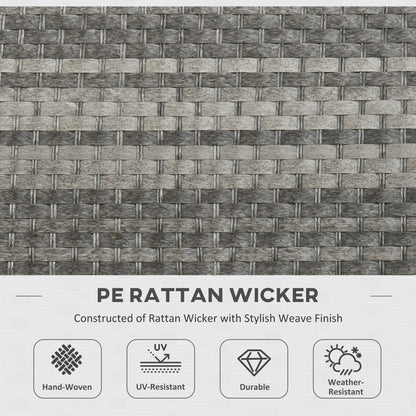 Outsunny 9-Seater PE Rattan Garden Furniture Set, 50,000 BTU Gas Fire Pit Table, Double Corner Sofa, 3 Footstools, Grey