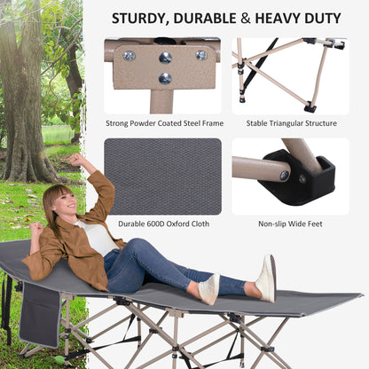 Outsunny Single Person Folding Camping Cot Portable Camp Sleeping Bed With Carry Bag
