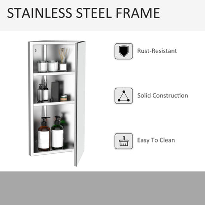 Mirror Cabinet for Bathroom Mirror Cupboard Corner Stainless Steel Wall mounted Single Door 300mm (W)