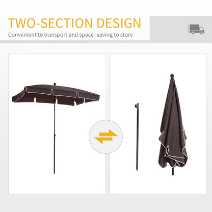 Outsunny Aluminium Umbrella Parasol Sun Screen Shade - Brown