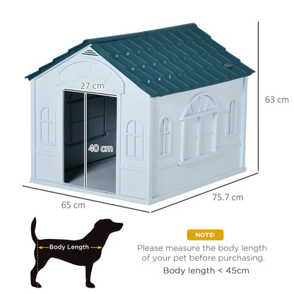 PawHut Water Resistant Plastic Dog House Puppy Shelter Kennel For Indoor And Outdoor
