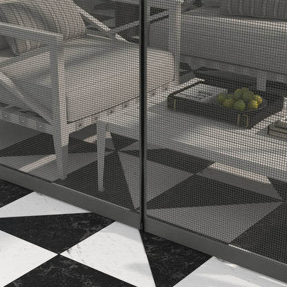 Outsunny Aluminium Frame 4 x 3(m) Polycarbonate Gazebo with Curtains, Nettings, Double Roof for Lawn, Yard, Patio, Deck, Brown