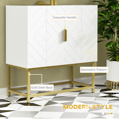 Kleankin Bathroom Cabinet Under Sink Storage Cabinet Basin Cupboard with 2 Doors and Gold Steel Legs