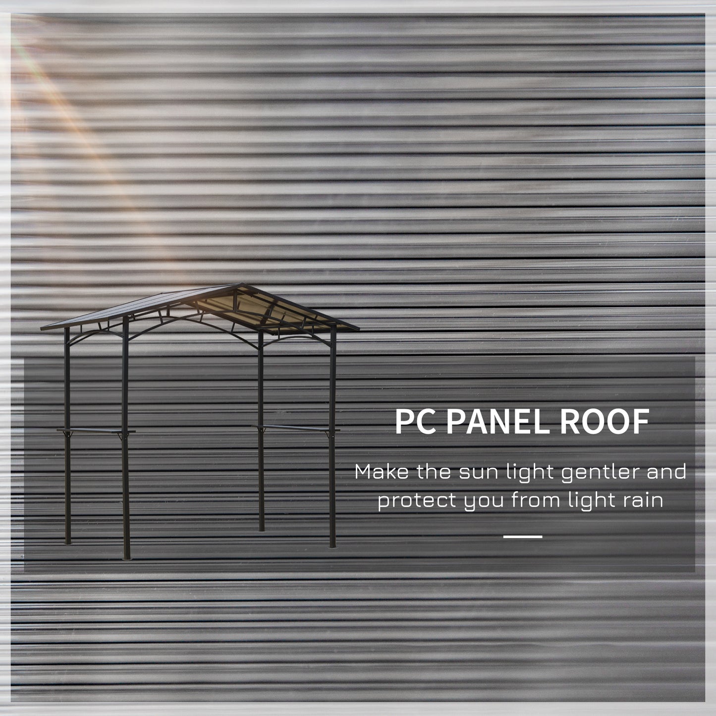 8ft x 5ft Outdoor BBQ Protective Gazebo Tent Aluminium Steel Frame w/ 2 Shelves Hardtop Roof Canopy Ground Stakes Safe Cooking