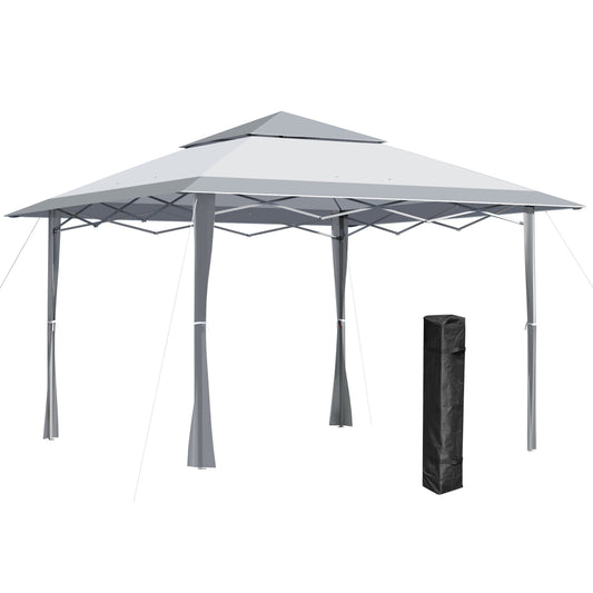 Outsunny Pop-up Canopy Gazebo Tent with Roller Bag & Adjustable Legs Outdoor Party, Steel Frame, 4 x 4m  White & Grey