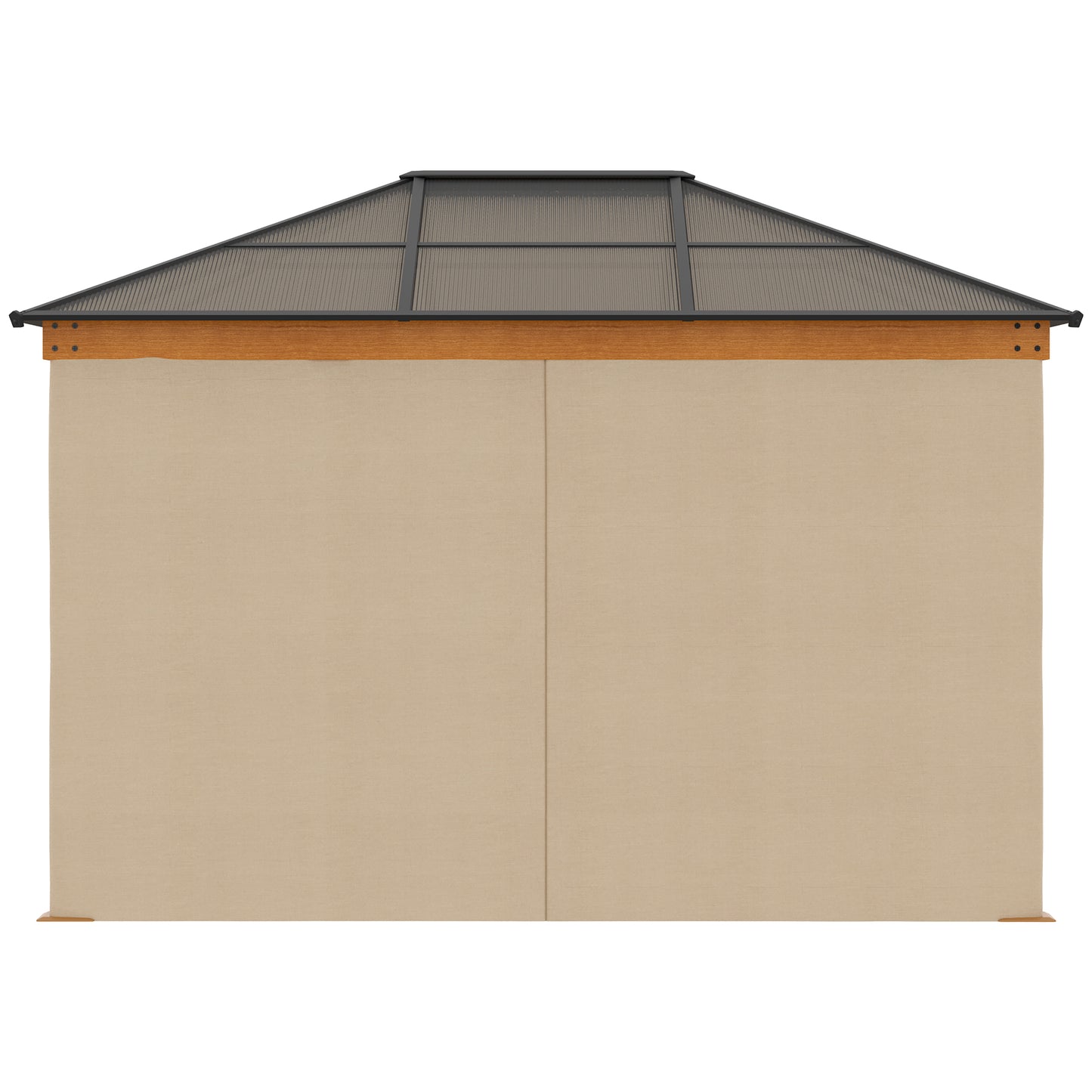 Outsunny 3 x 3.6 m Hardtop Gazebo Canopy with Polycarbonate Roof, Aluminium and Steel Frame, Nettings and Sidewalls for Garden, Patio, Khaki