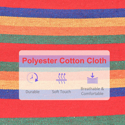 Outsunny Cotton Hammock Soft Portable Swing Sleeping w/ Headrest & Side Pocket Deluxe Swing Chair for Beach, Yard, Bedroom, Patio, Porch, 270 x 80 cm