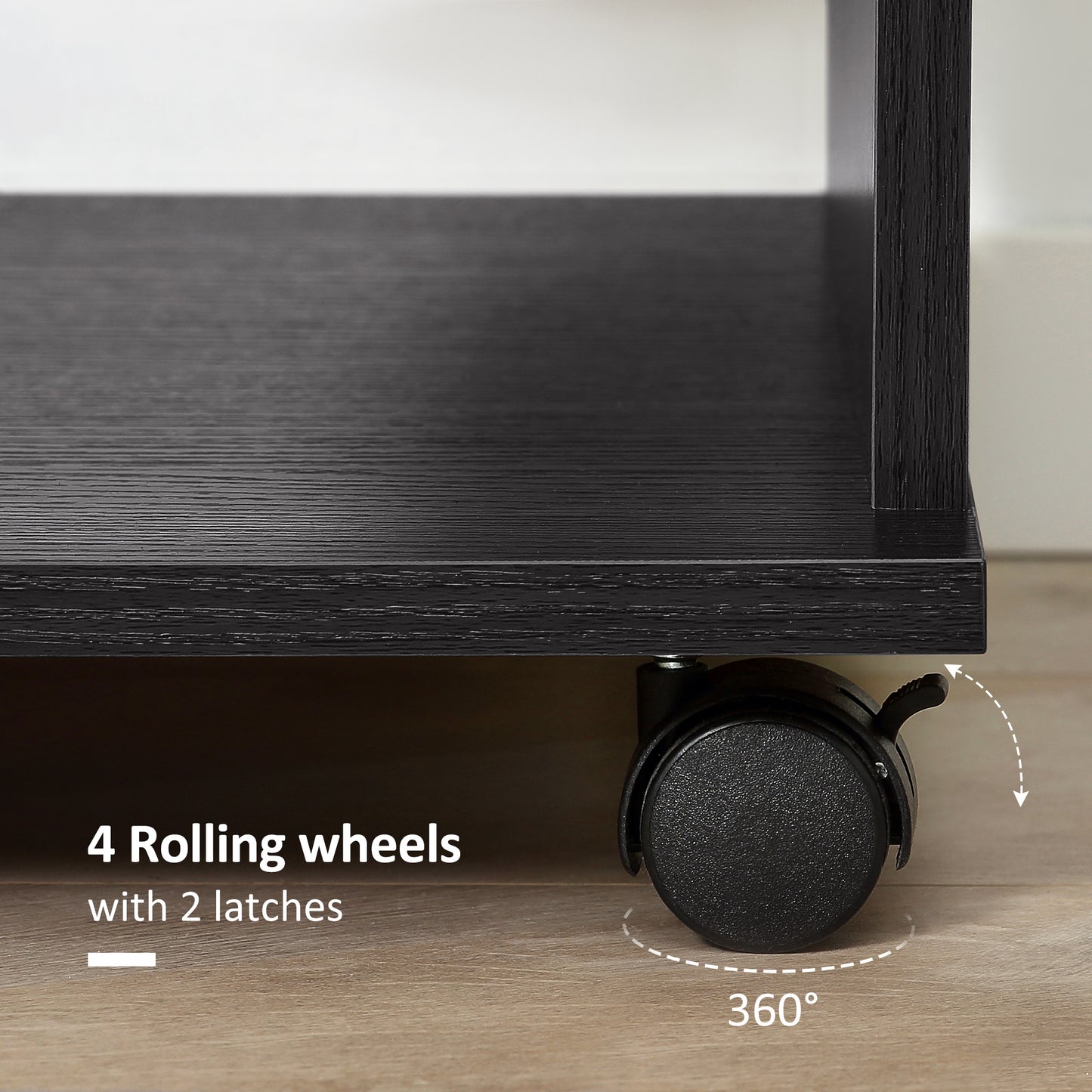 Open Wardrobe With Hanging Rail, Storage Shelves And Wheels Bedroom - Black