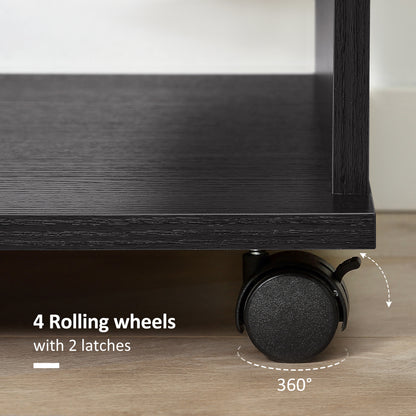 Open Wardrobe With Hanging Rail, Storage Shelves And Wheels Bedroom - Black