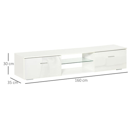 TV Stand Cabinet with High Gloss Front Door, LED RGB Lights and Remote Control for TVs up to 55", Media TV Console Table with Storage Cupboard