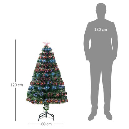 4ft Pre Lit Christmas Tree Artificial Tree with Multi-Coloured Fibre Optic LED Light 4ft - 120cm