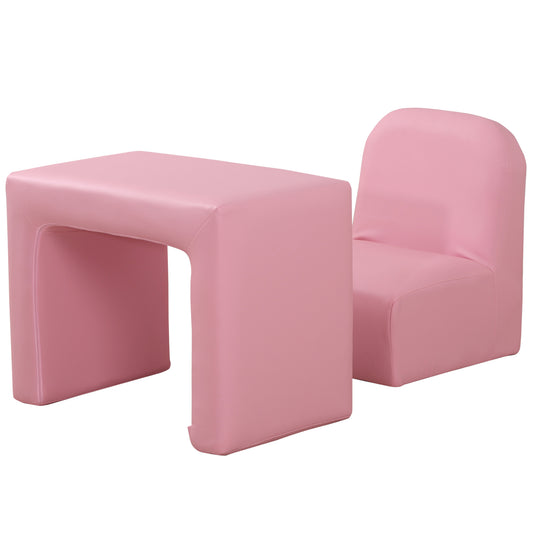 2 In 1 Toddler Sofa Chair,  48 x 44 x 41 cm, for Game Relax Playroom, Pink