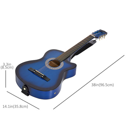 38 Inch Beginner Cutaway Acoustic Electric Guitar Premium Gloss Finish With Case