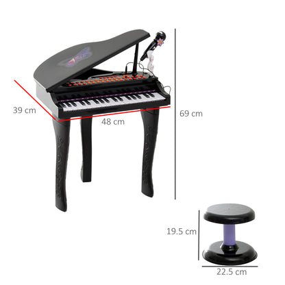 Mini Electronic Piano With Stool Black