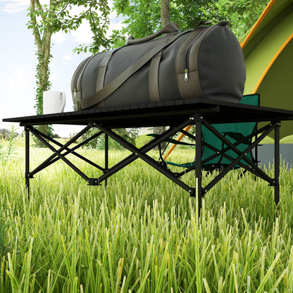Outsunny Portable Aluminium Picnic Camping Table, Lightweight Folding With Roll Up Top, Carry Bag For Outdoor Camping - Black