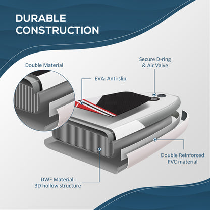 Outsunny Inflatable Paddle Stand Up Board, Non-Slip Deck Board w/ Aluminium Paddle, ISUP Accessories, Carry Bag, 305L x 76W x 15Hcm - White