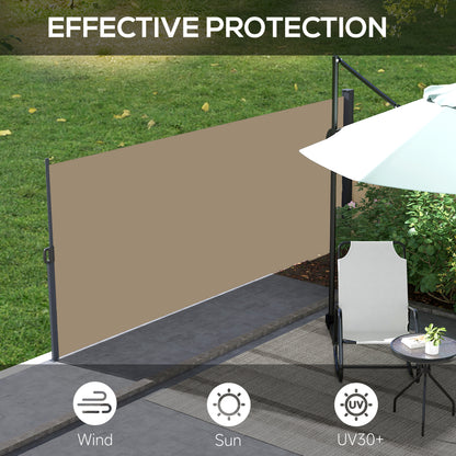 Outsunny Retractable Side Awning, Outdoor Privacy Screen for Garden, Hot Tub, Balcony, Terrace, Pool, 400 x 180cm, Khaki