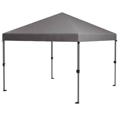 Outsunny 3 x 3(m) Pop Up Gazebo 1 Person Easy Up Marquee Party Tent 1-Button Push Adjustable Straight Legs Instant Shelter - Grey