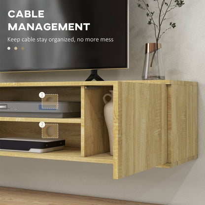 Floating TV Stand Cabinet for TVs up to 60", Wall Mounted TV Unit with Open Shelf, Storage Cupboards and Cable Management