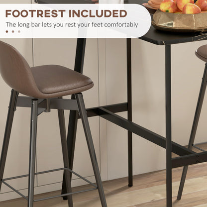 Rectangular Bar Table w/ Sturdy Metal Frame, Contemporary Design High Top Kitchen Table w/ Faux Marble Top, Easy Assembly Pub Table for 4