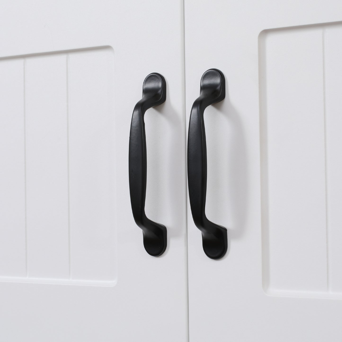 Kitchen Cupboard, 5-Tier Storage Cabinet with Adjustable Bottom Shelf, Open Microwave Countertop, White