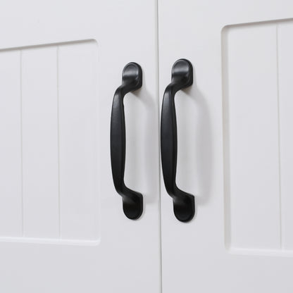 Kitchen Cupboard, 5-Tier Storage Cabinet with Adjustable Bottom Shelf, Open Microwave Countertop, White