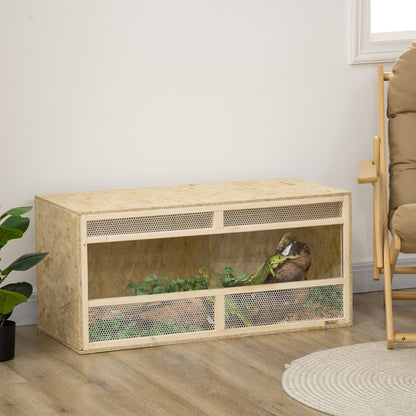 Reptile Terrarium Vivarium, Climbing Pet Containers, Reptile Habitat, with Sliding Doors, Breathable Mesh for Lizards Horned Frogs